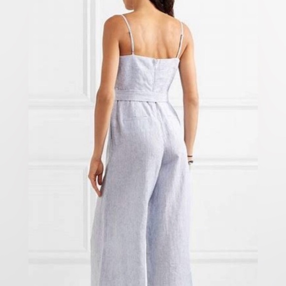 J.Crew Stripe Linen Tie Waist stripe Jumpsuit - Picture 2 of 9